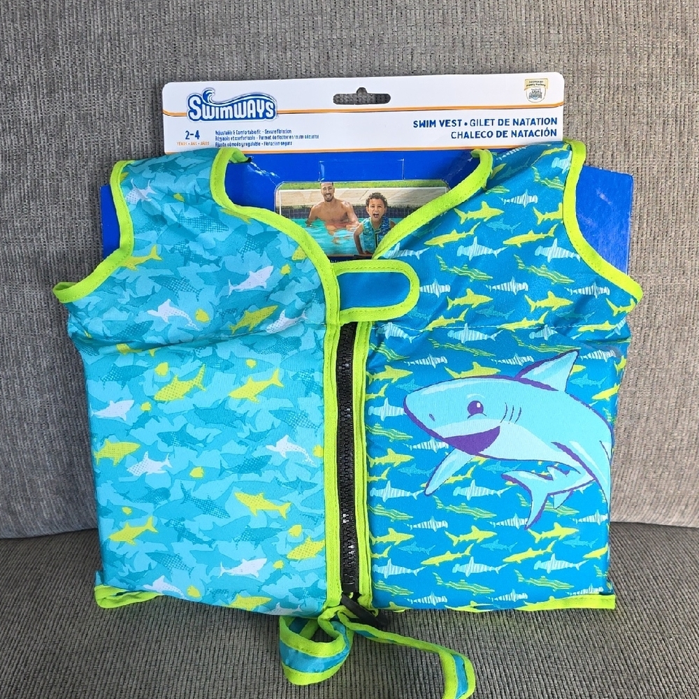 Kids Swim Vest By Swimways Life Jacket For Ages 2-4, Coast Guard Approved, New.